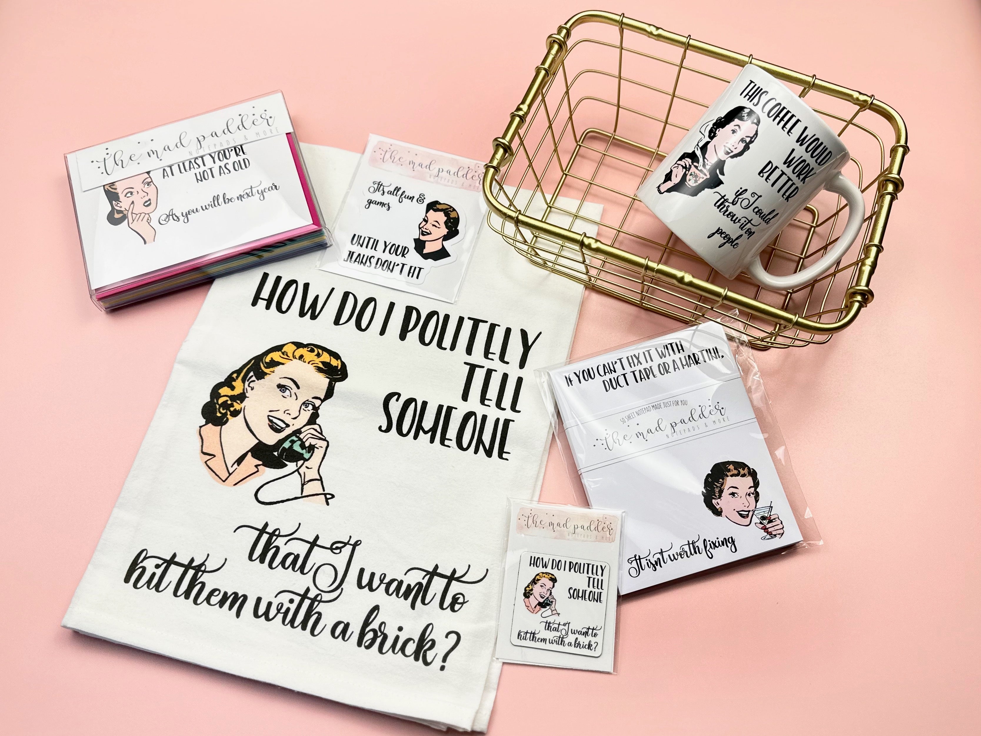 WITTY WOMEN FLOUR SACK DISH TOWELS – The Mad Padder